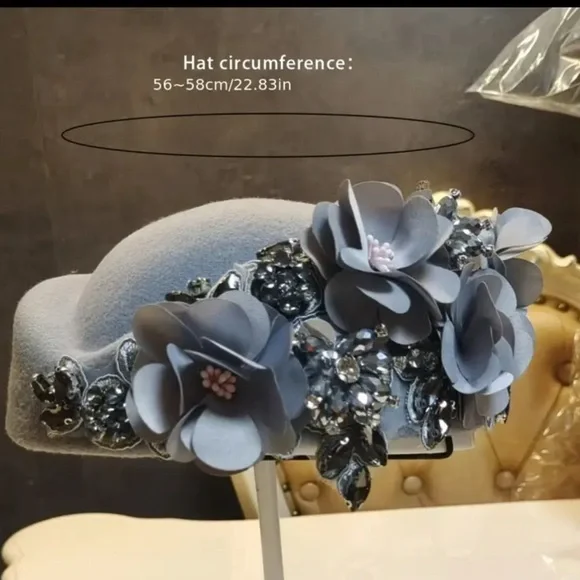 Sophisticated Black Floral Embellished Hat - Picture 2 of 3